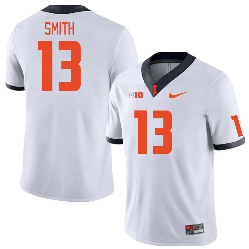 Men #13 Trey Smith Illinois Fighting Illini College Football Jerseys Stitched Sale-White